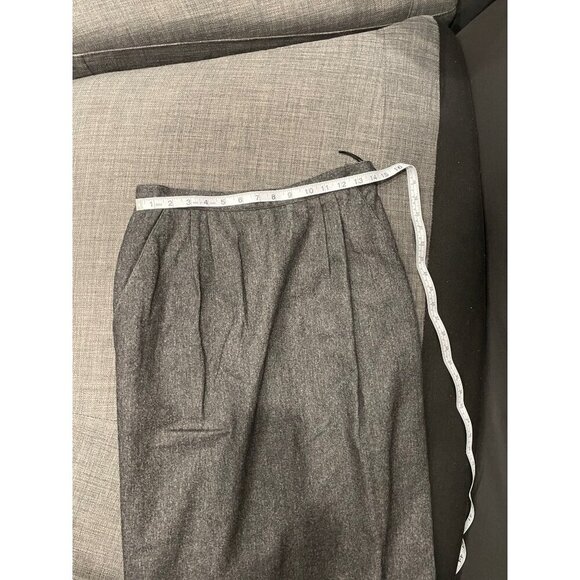 Vintage 80s Liz Claiborne Straight Gray Wool Blend Pleated Skirt with Pockets - Picture 4 of 10